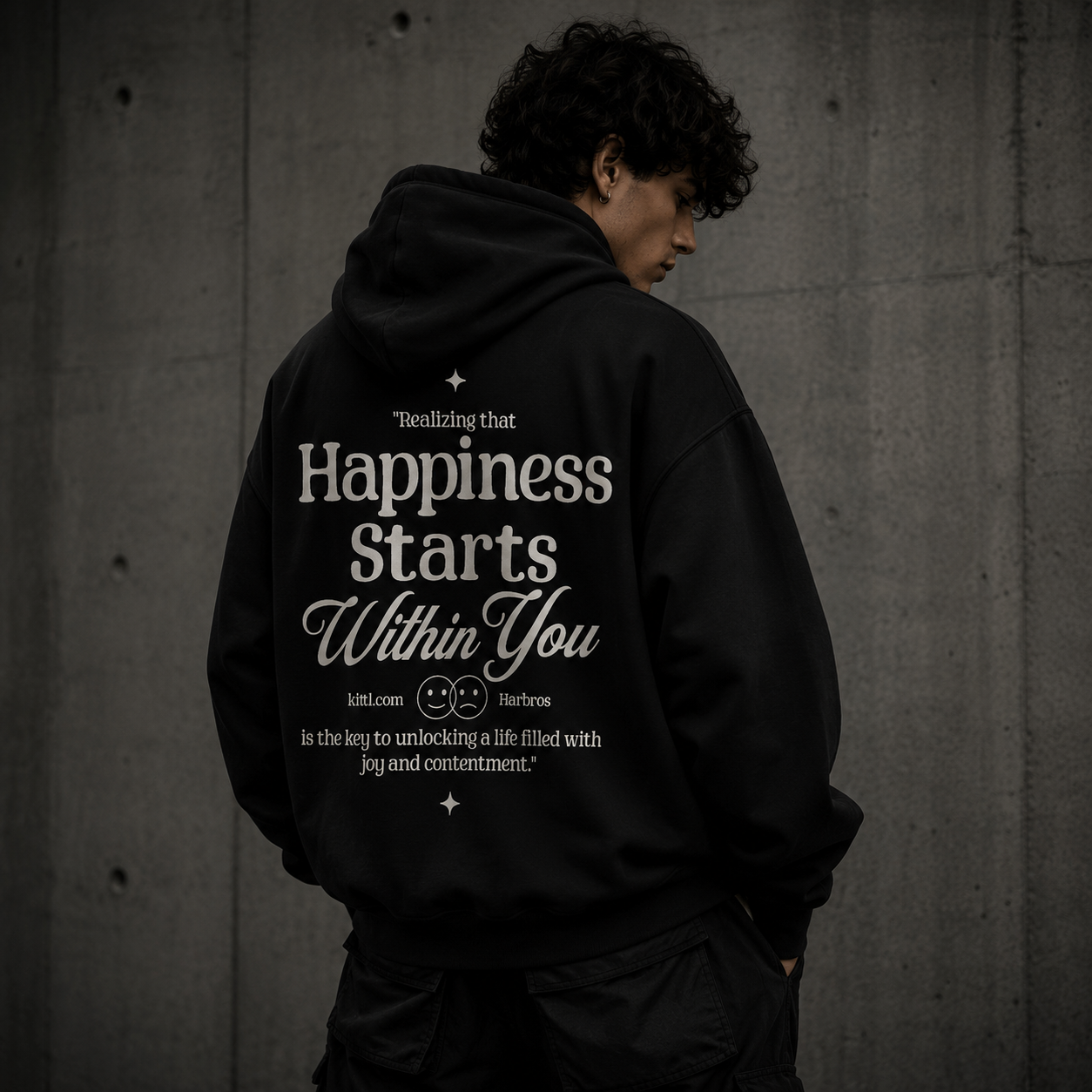 Happiness Starts Within Oversized Premium Hoodie